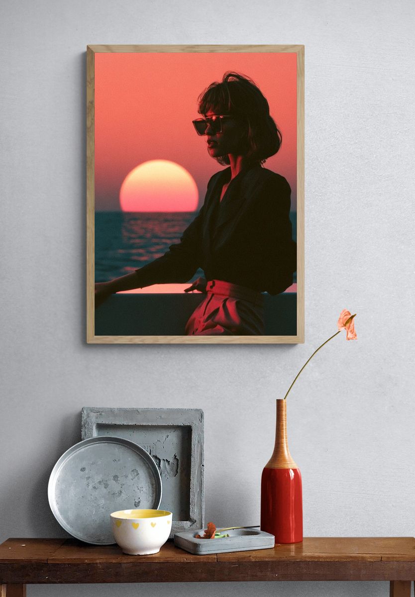 Sunset Silhouette Portrait Print. — room view 3