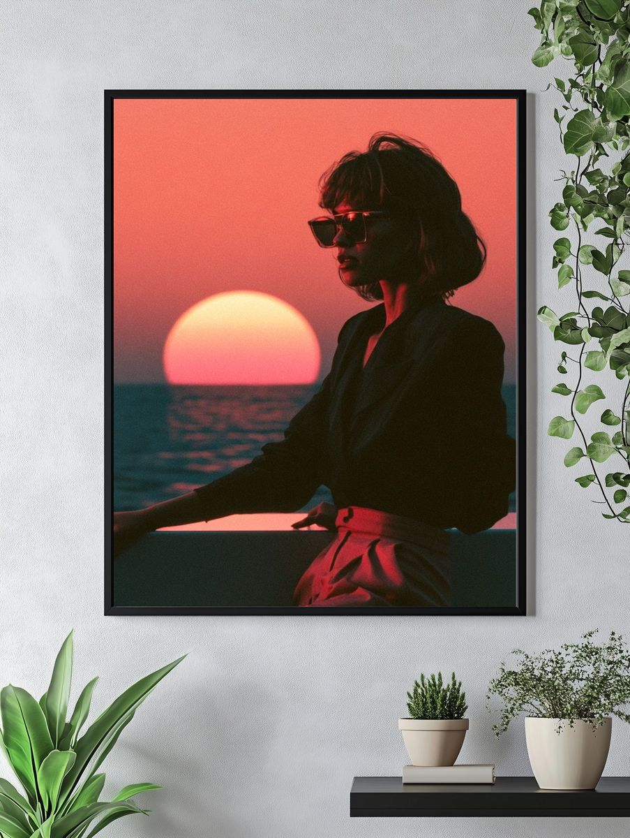Sunset Silhouette Portrait Print. — room view 4