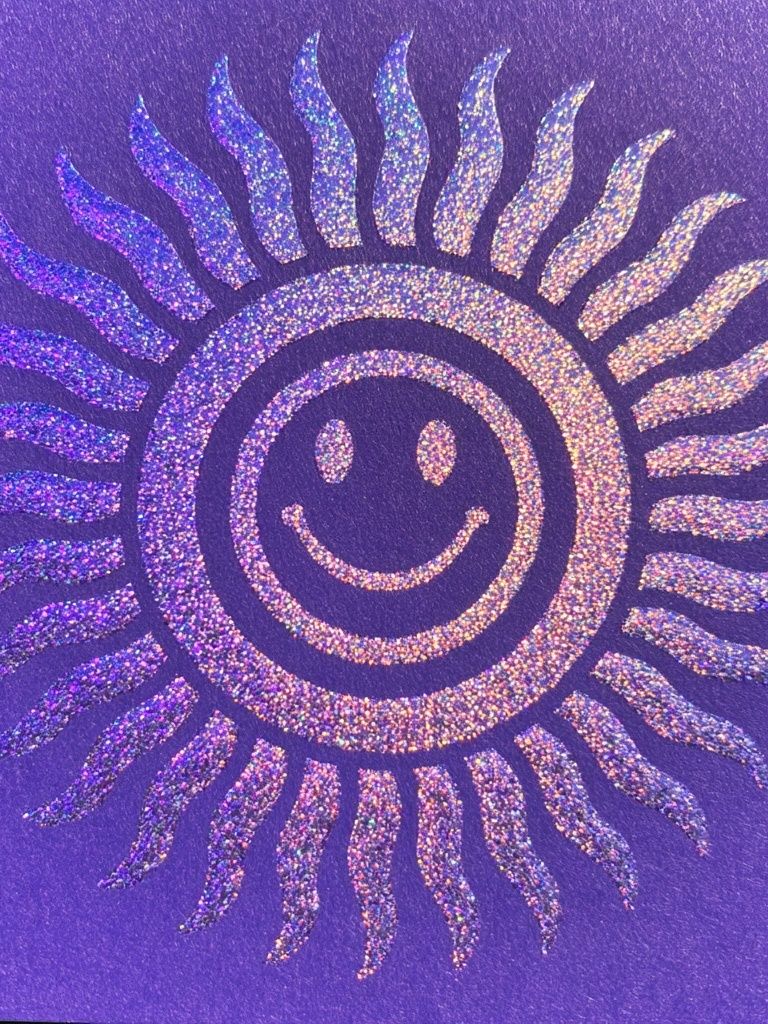 Smiling Sun Glitter Poster. poster detail