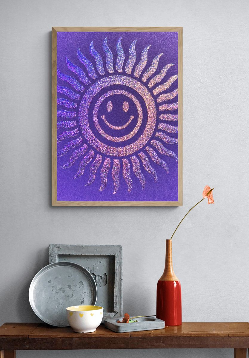 Smiling Sun Glitter Poster. — room view 3