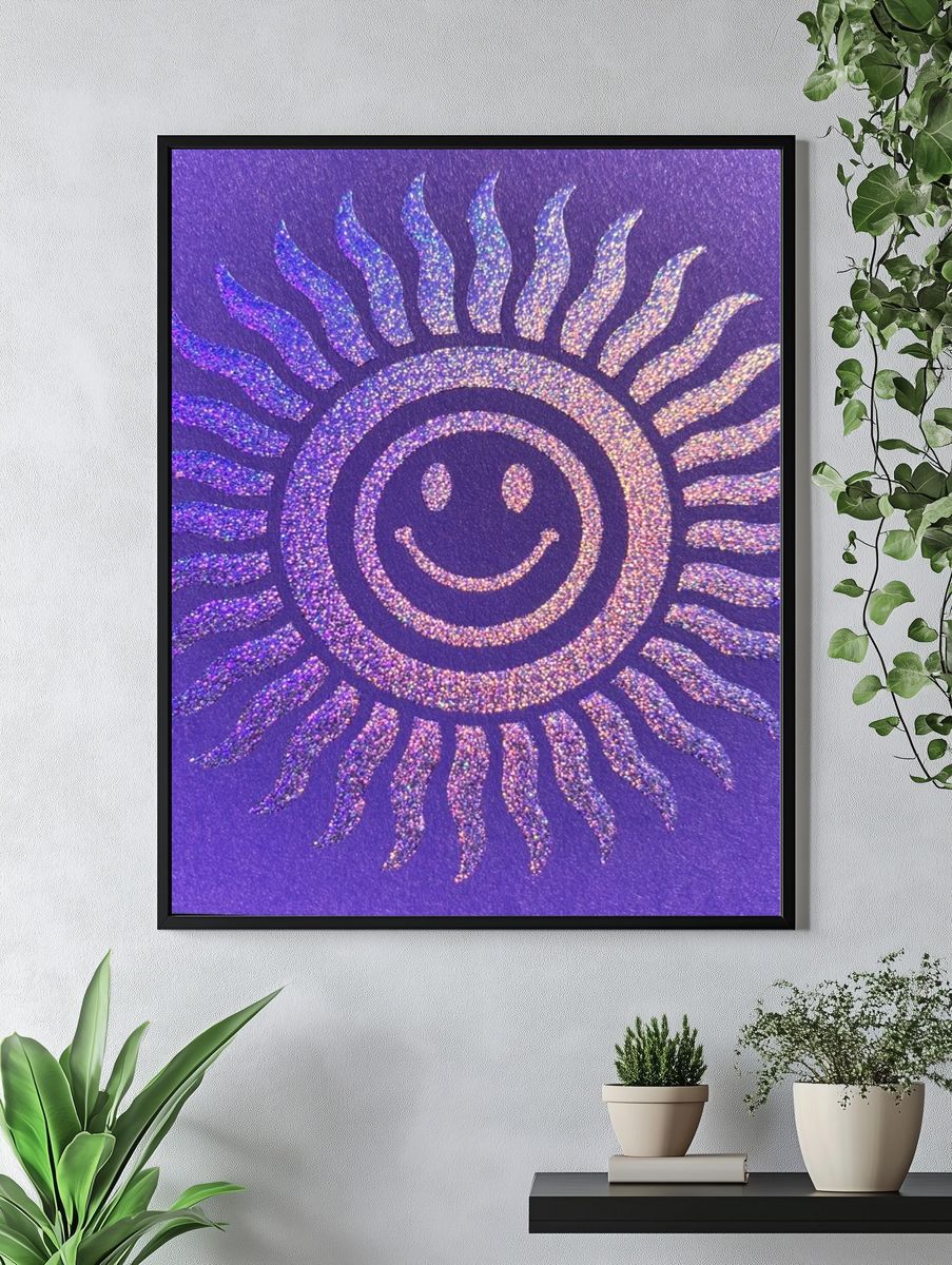 Smiling Sun Glitter Poster. — room view 4