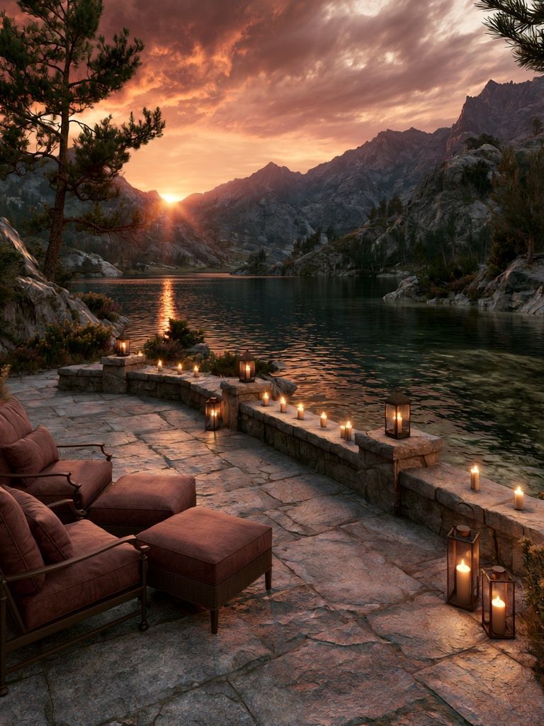 Sunset Mountain Lake Photography Poster. poster — photography art