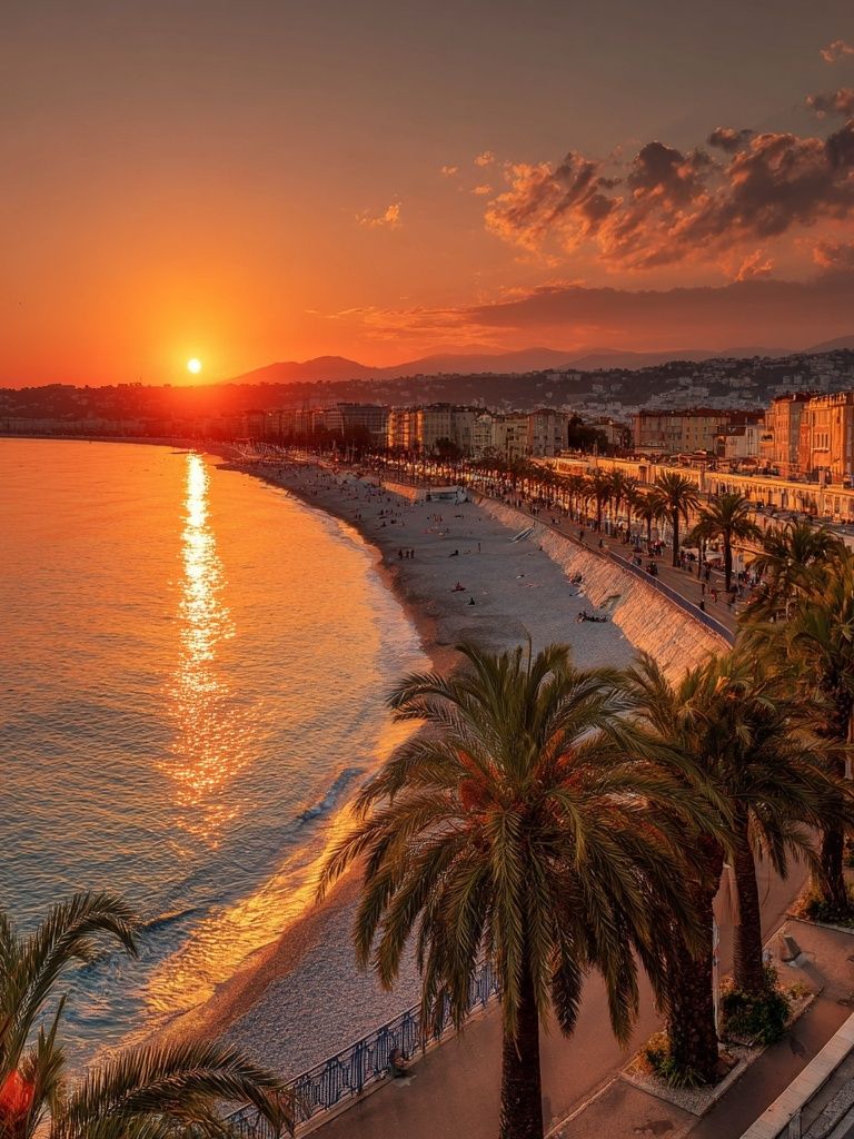 Sunset Over Nice Beach — Photography Print. poster detail