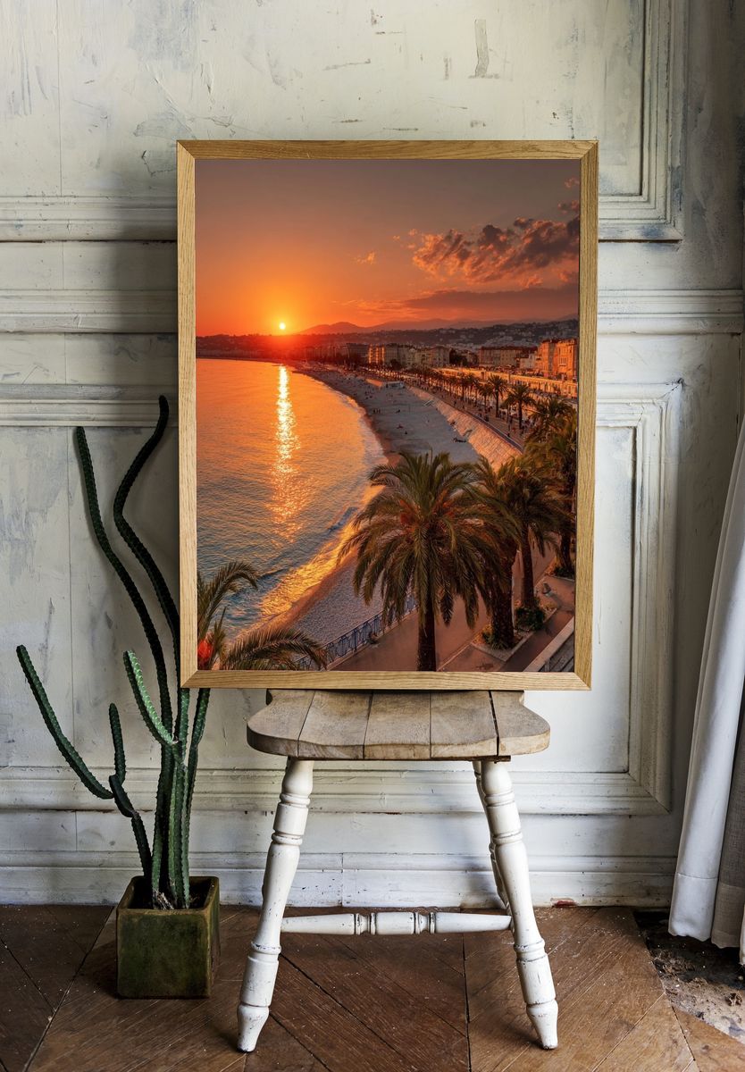 Sunset Over Nice Beach — Photography Print. — room view 1