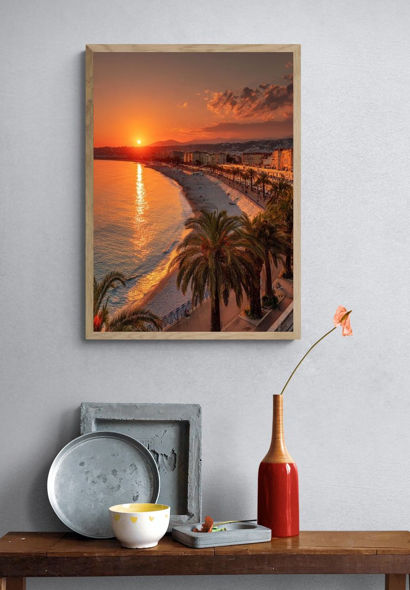 Sunset Over Nice Beach — Photography Print. — room view 3