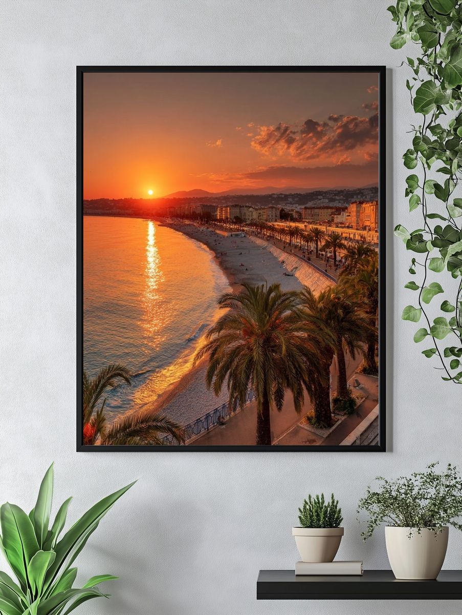 Sunset Over Nice Beach — Photography Print. — room view 4