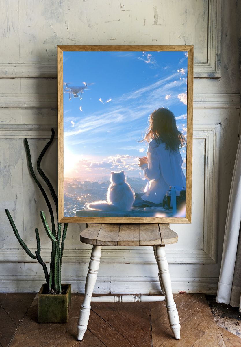 Sunset Drone Dreamscape Print. room preview