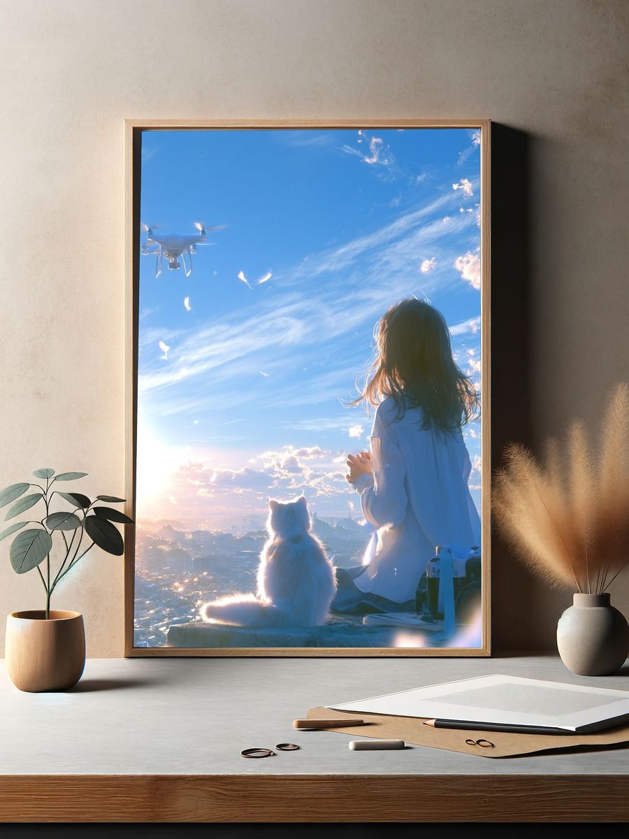 Sunset Drone Dreamscape Print. — room view 2