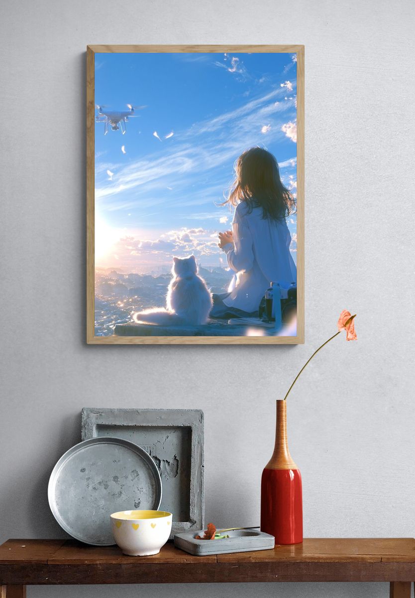 Sunset Drone Dreamscape Print. — room view 3
