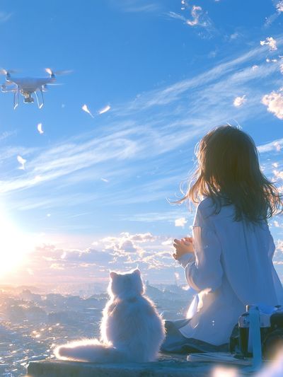 Sunset Drone Dreamscape Print. poster