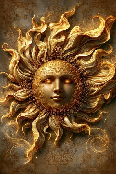 Golden Sun Goddess Fantasy Print.