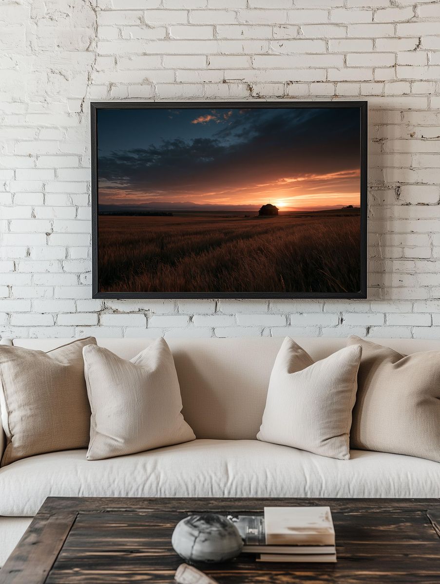 Sunset Prairie Landscape Poster. — room view 1