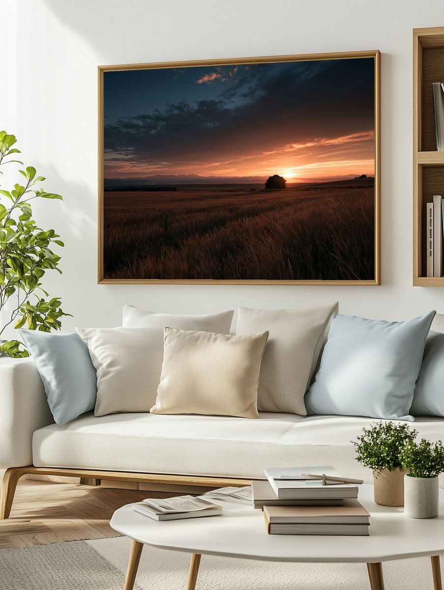 Sunset Prairie Landscape Poster. — room view 2
