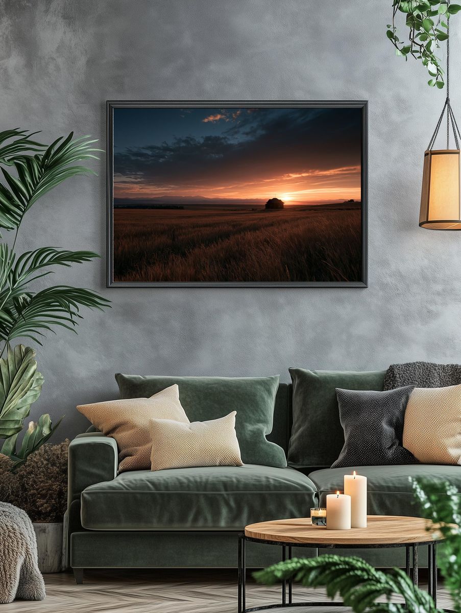 Sunset Prairie Landscape Poster. — room view 4