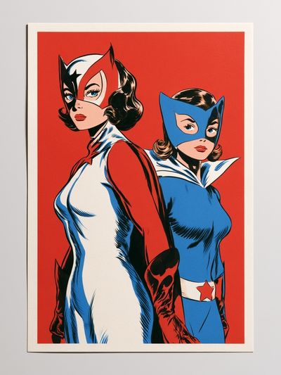 Retro Superhero Duo Pop-Art Poster. poster