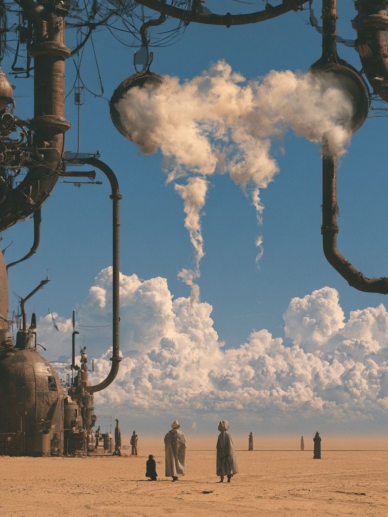 Surreal Desert Industrial Landscape Print. poster — fine-art art