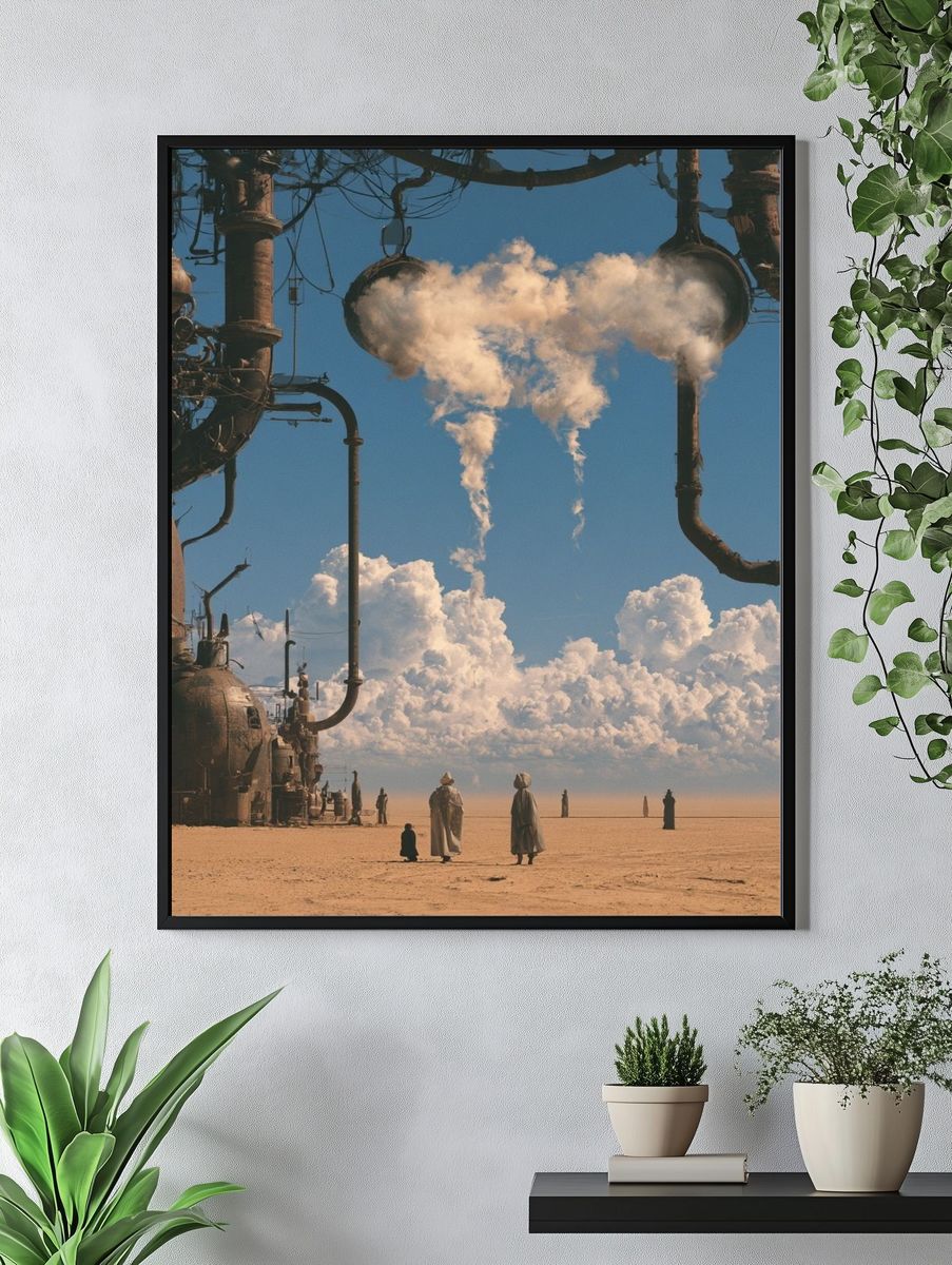 Surreal Desert Industrial Landscape Print. — room view 4