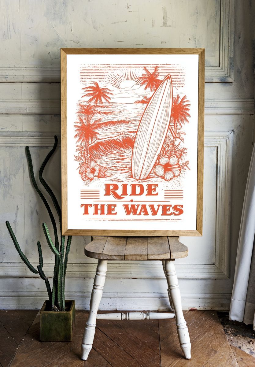 Ride the Waves — Vintage Print. — room view 1
