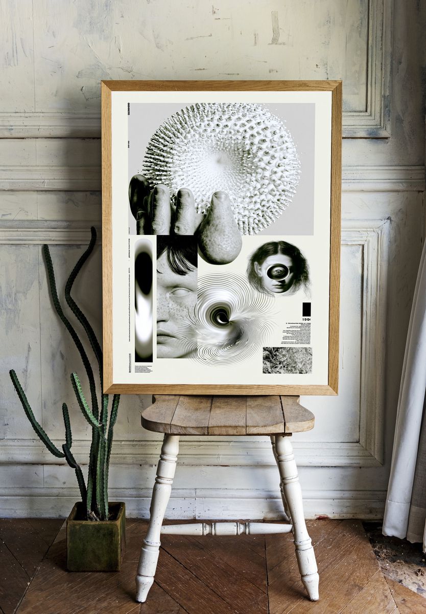 Surreal Monochrome Collage Poster. room preview