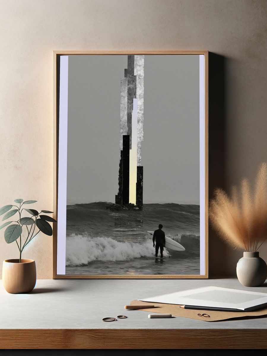 Surfer at Sea — Surreal Photography Print. — room view 2