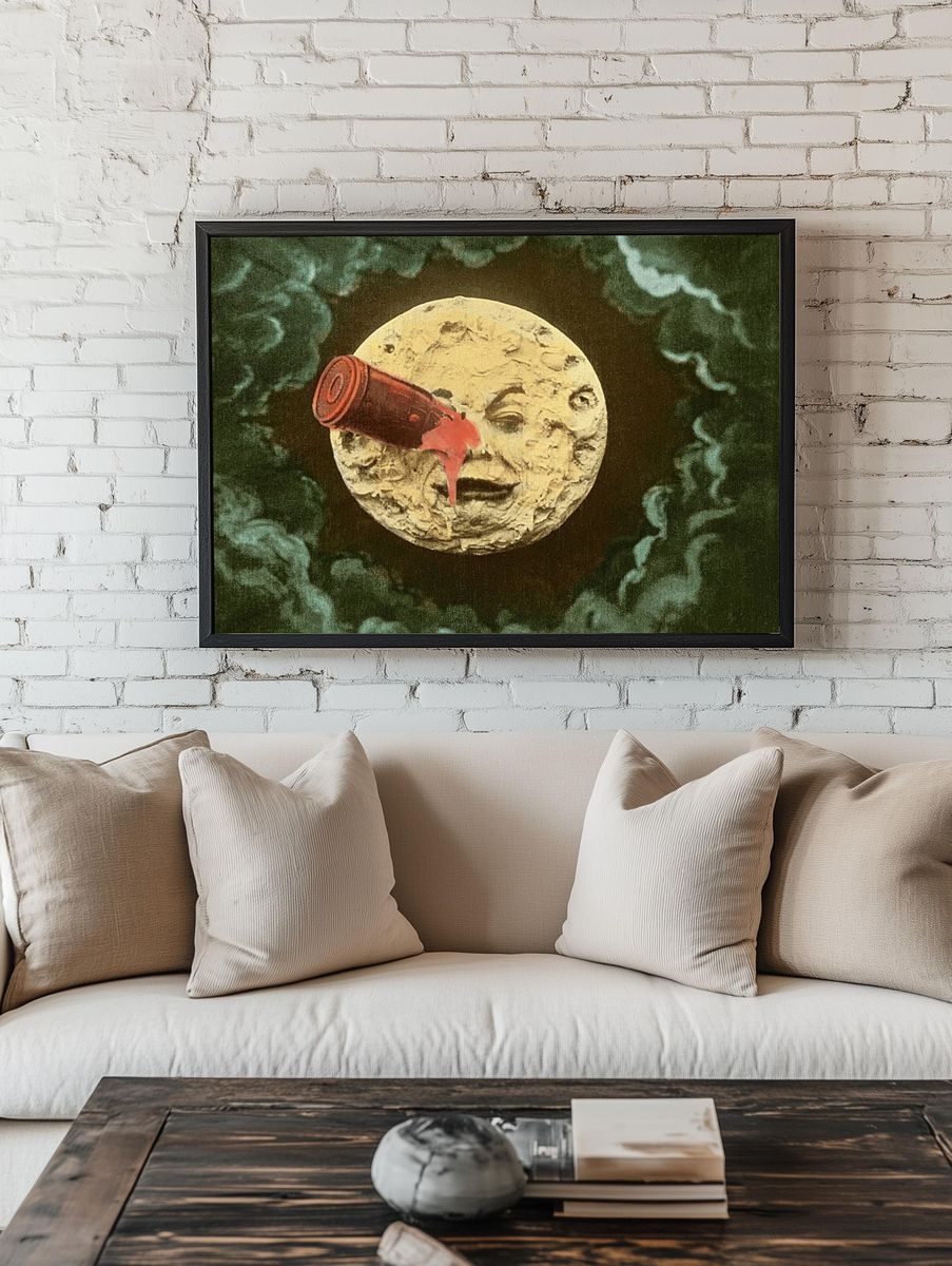 Surreal Moon with Paint Can — Fine Art Print. — room view 1