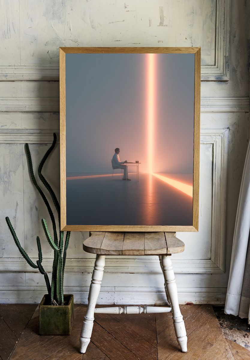 Solitary Light Beam Surrealism Print room preview