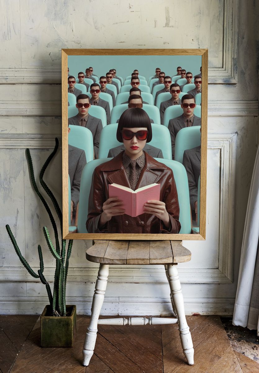 Seated Audience — Surrealist Print. room preview
