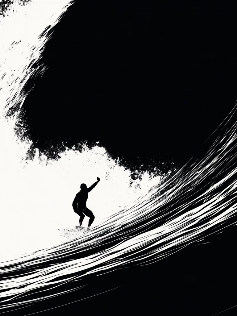 Surfer Wave Silhouette Poster. poster detail