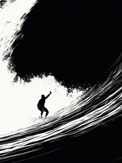 Surfer Wave Silhouette Poster.