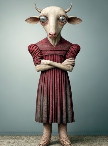 Surreal Bull Portrait Print. poster — fine-art art