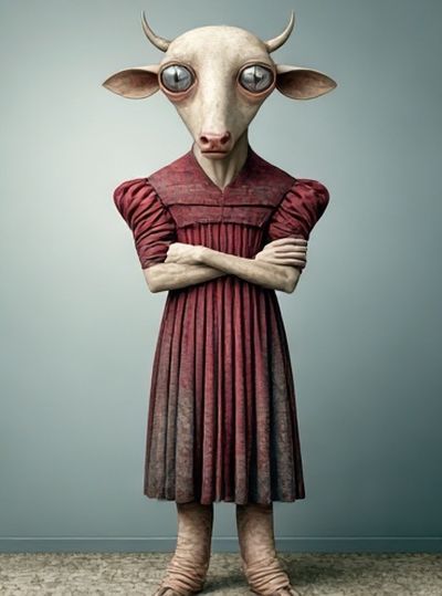Surreal Bull Portrait Print. poster print