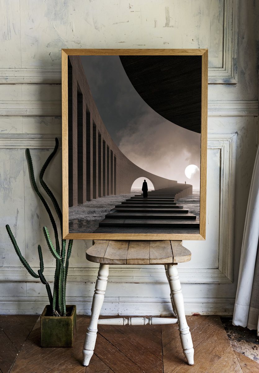 Surreal Seaside Archway Print. — room view 1
