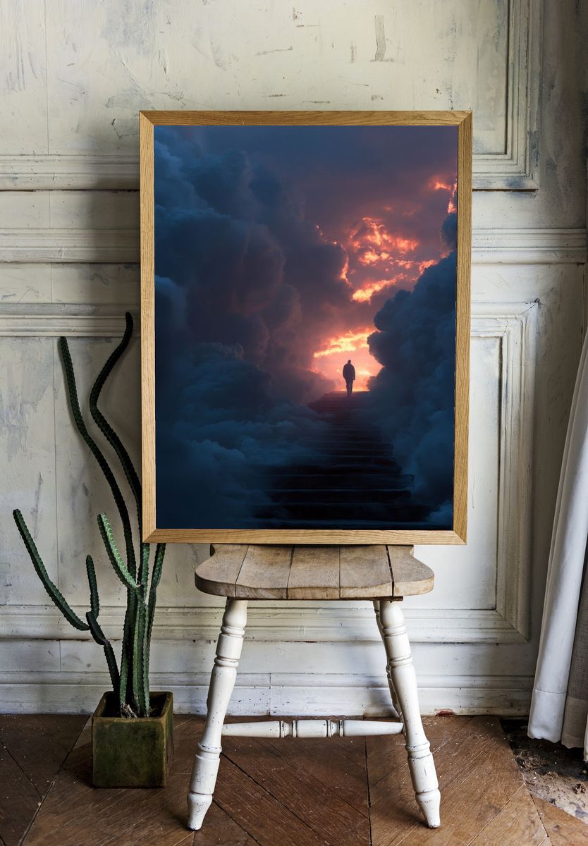 Celestial Stairway Surrealism Print room preview