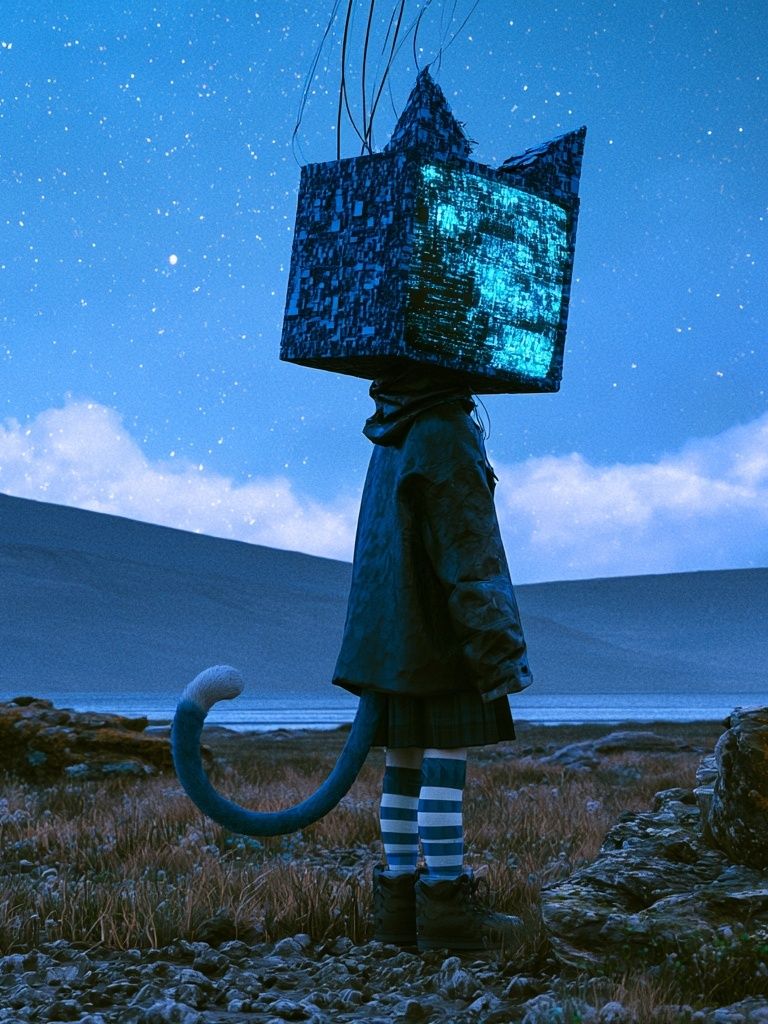 Surreal Blue Figure Print. poster detail