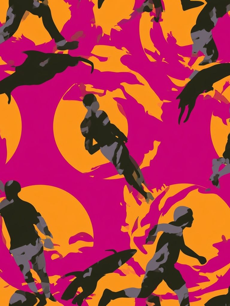 Surfer Silhouettes Pop Art Poster. poster detail