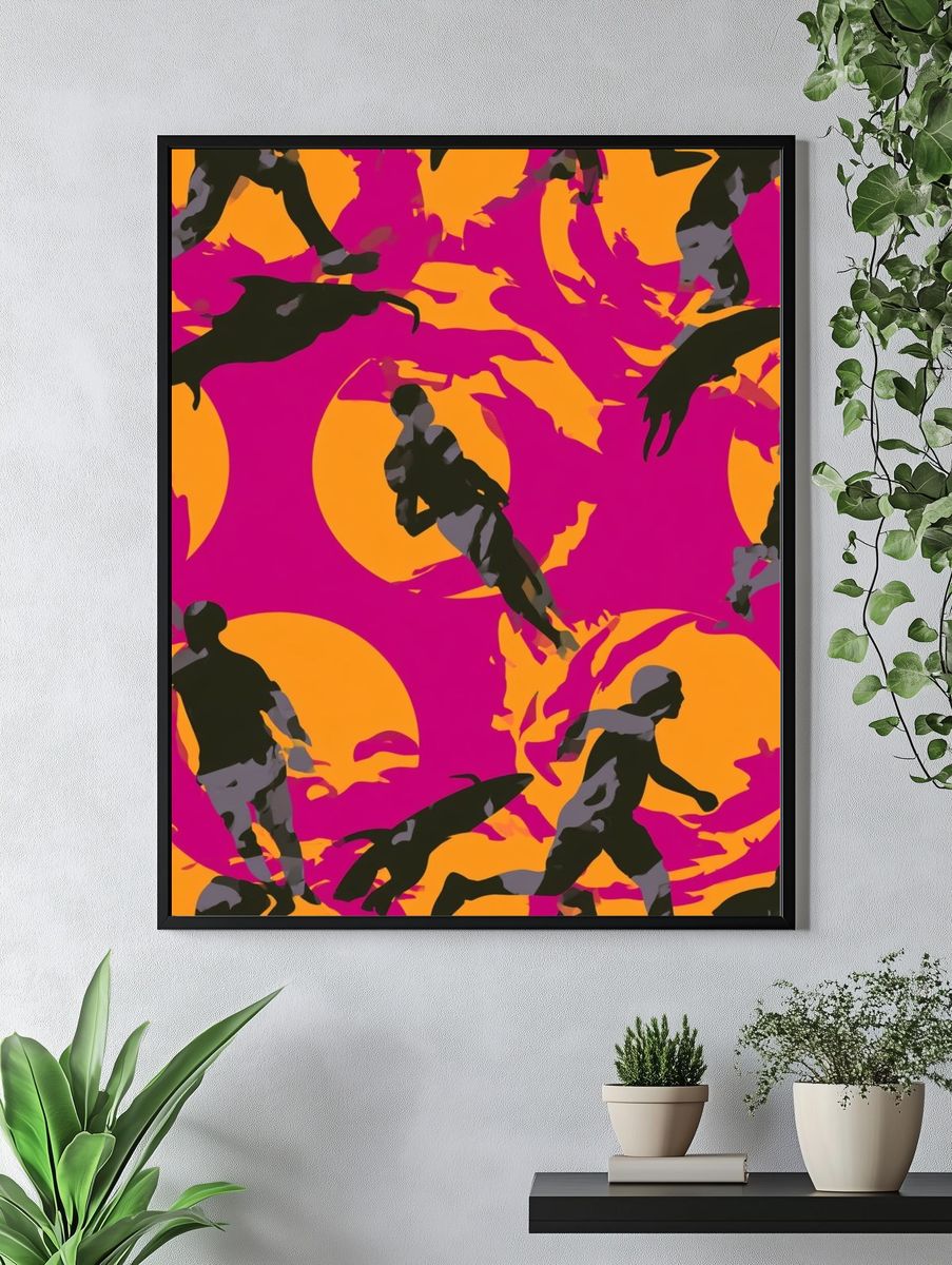 Surfer Silhouettes Pop Art Poster. — room view 4