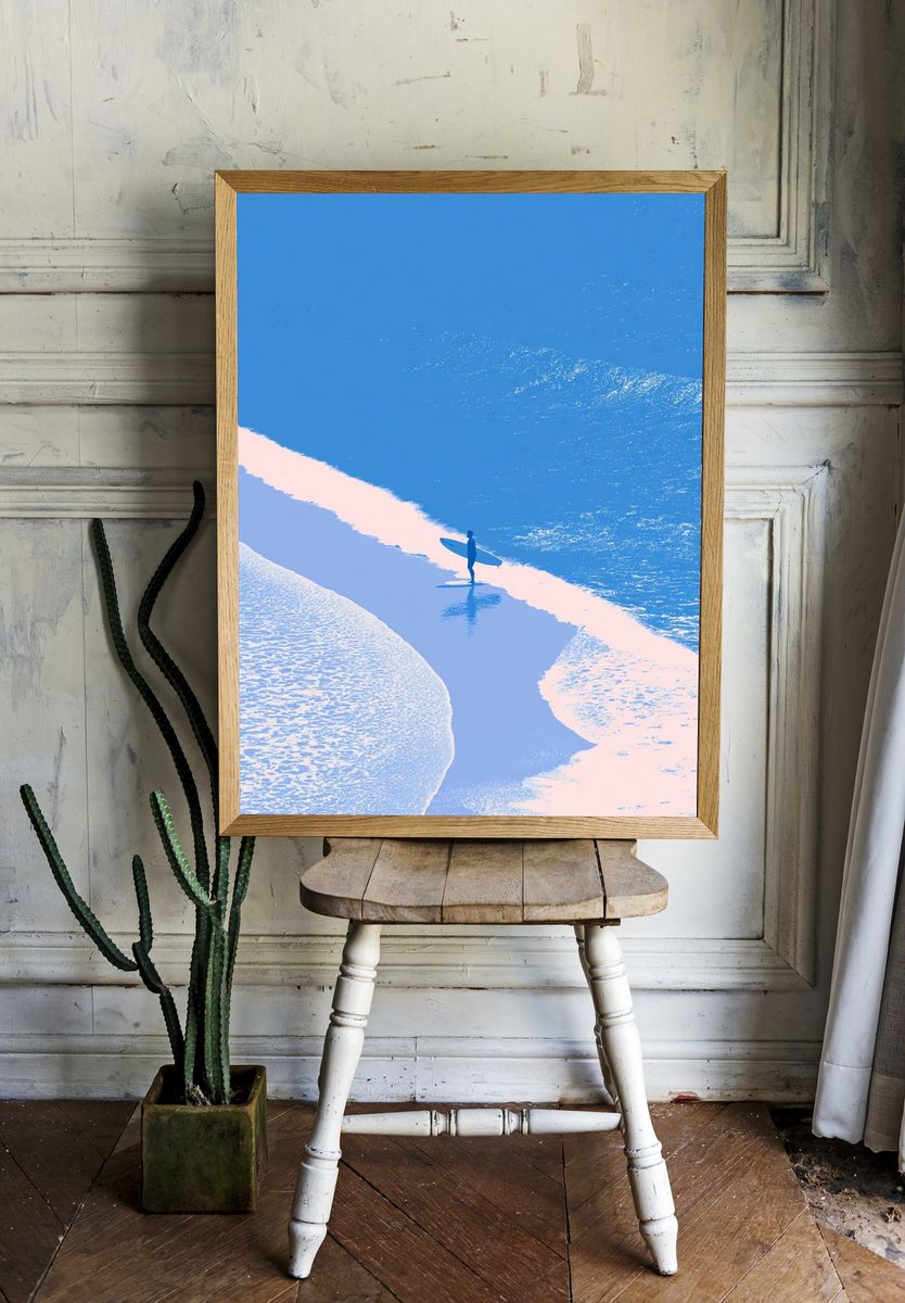Surfer by the Shore Photography Poster. — room view 1