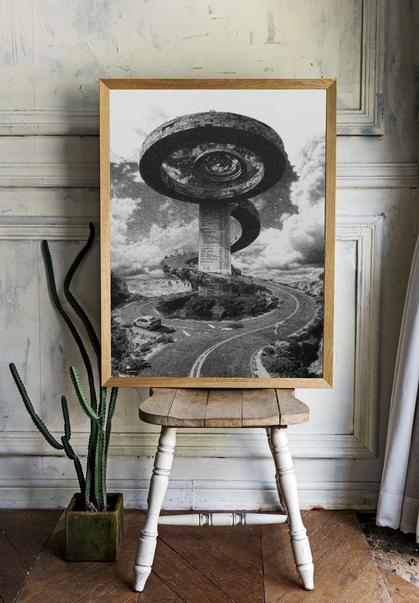 Surreal Spiral Road Print. room preview