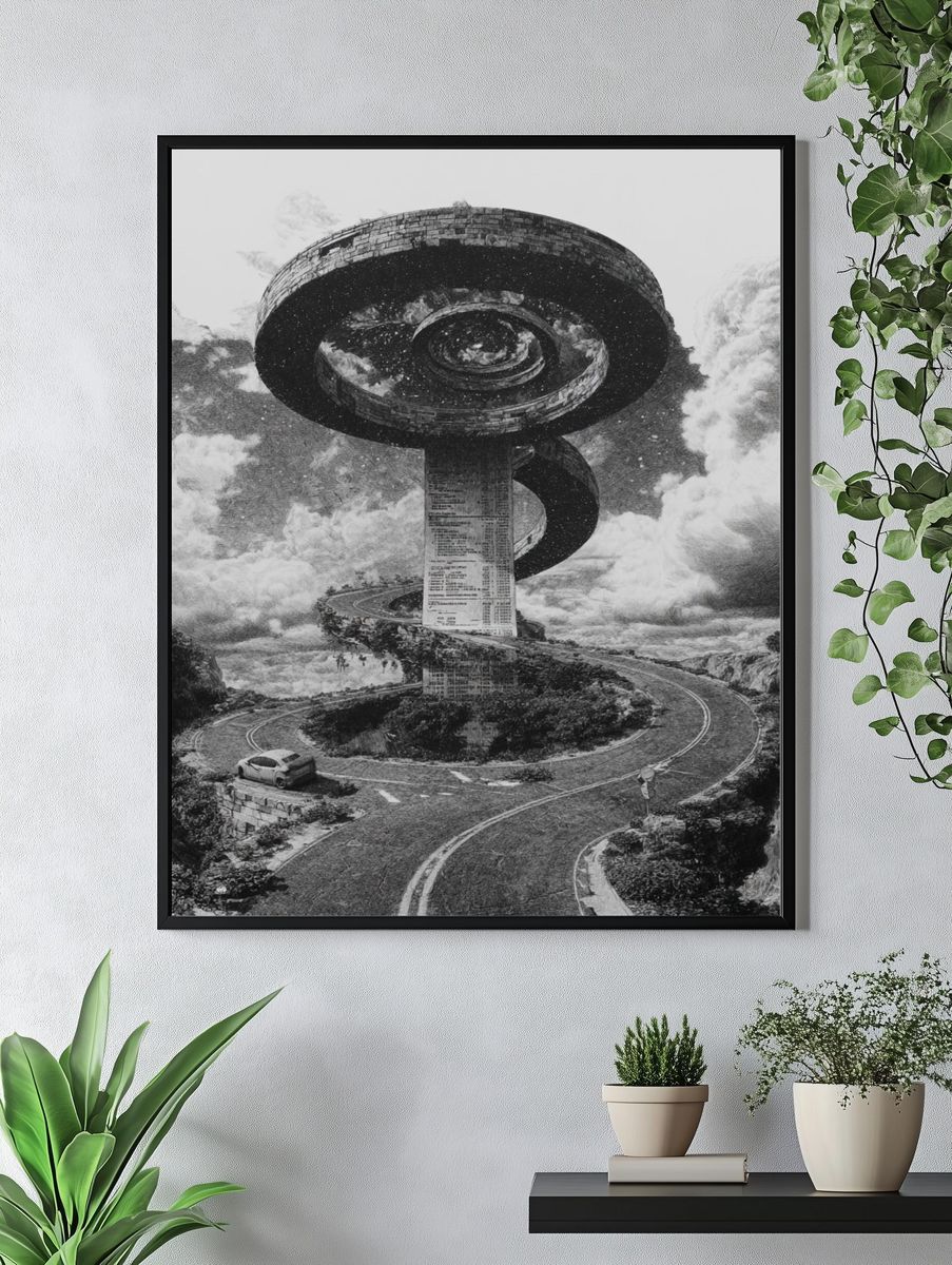 Surreal Spiral Road Print. — room view 4