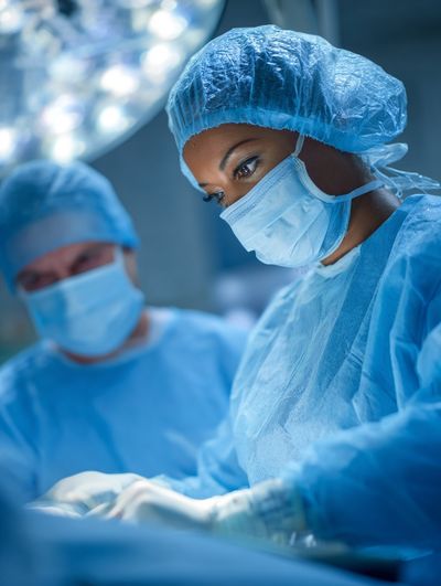 Surgical Team in Blue Photography Poster. poster