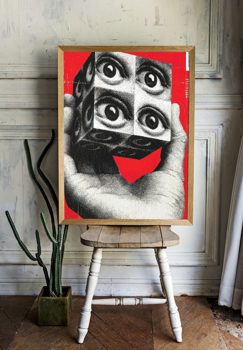 Surreal Eyes Collage Poster room preview