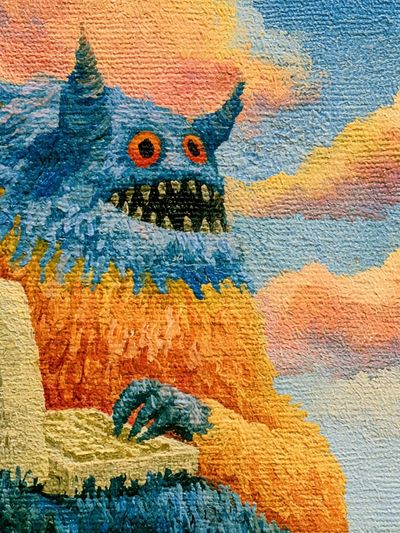 Surreal Monster Landscape Print. poster