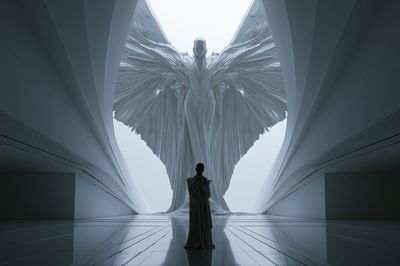 Celestial Winged Figure Surrealism Print. poster