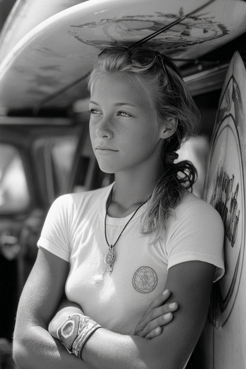Surfer Girl — Black-White Print. poster — photography art