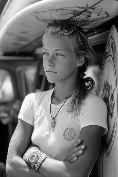 Surfer Girl — Black-White Print. poster print