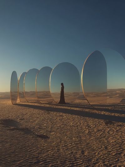 Desert Mirror Portal Surrealism Print. poster print