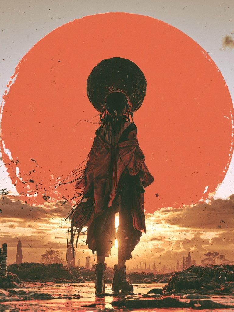 Surreal Sunset Figure Poster. poster detail
