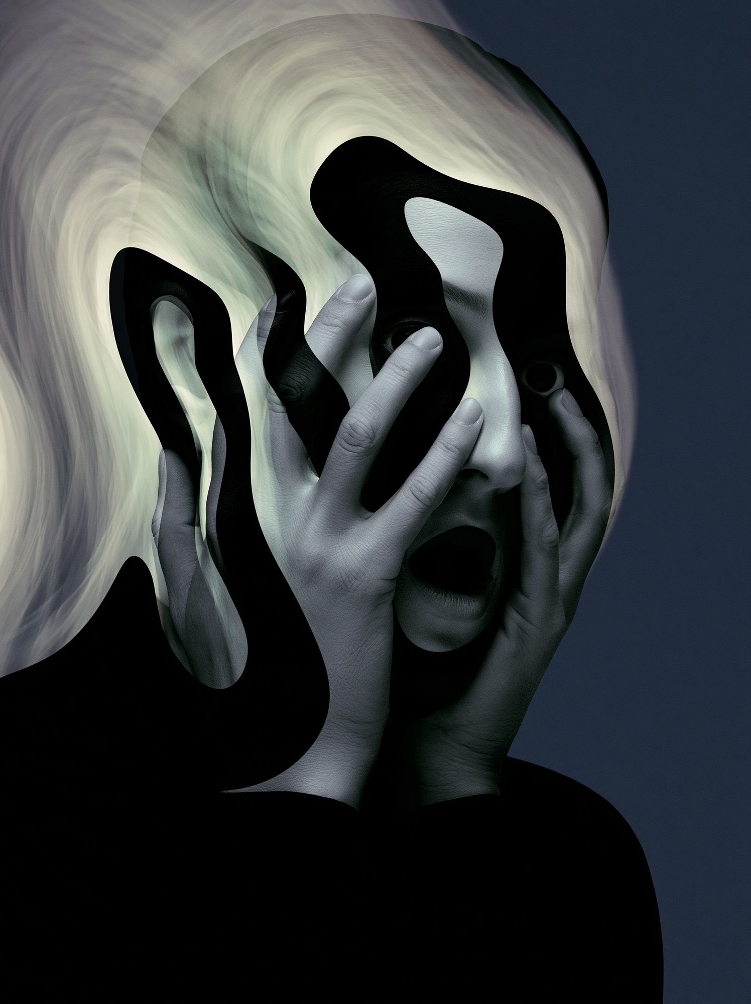 Surreal Face Distortion Print. poster — fine-art art