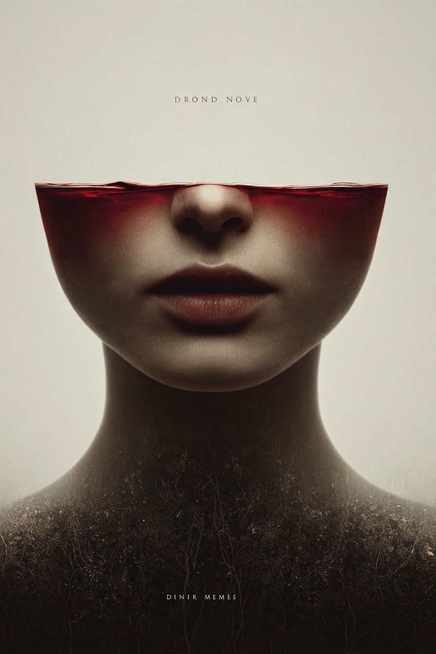 Surreal Face and Wine Poster. poster — fine-art art