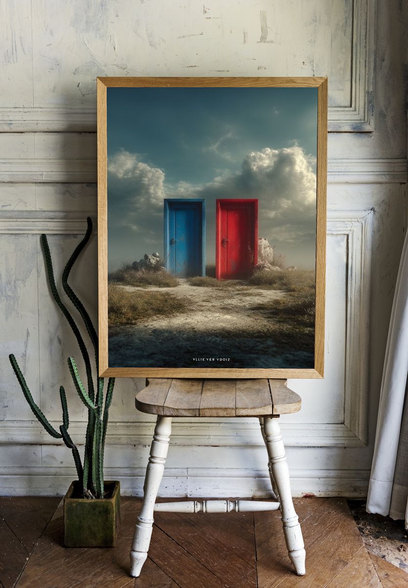Surreal Twin Doors Landscape Print room preview